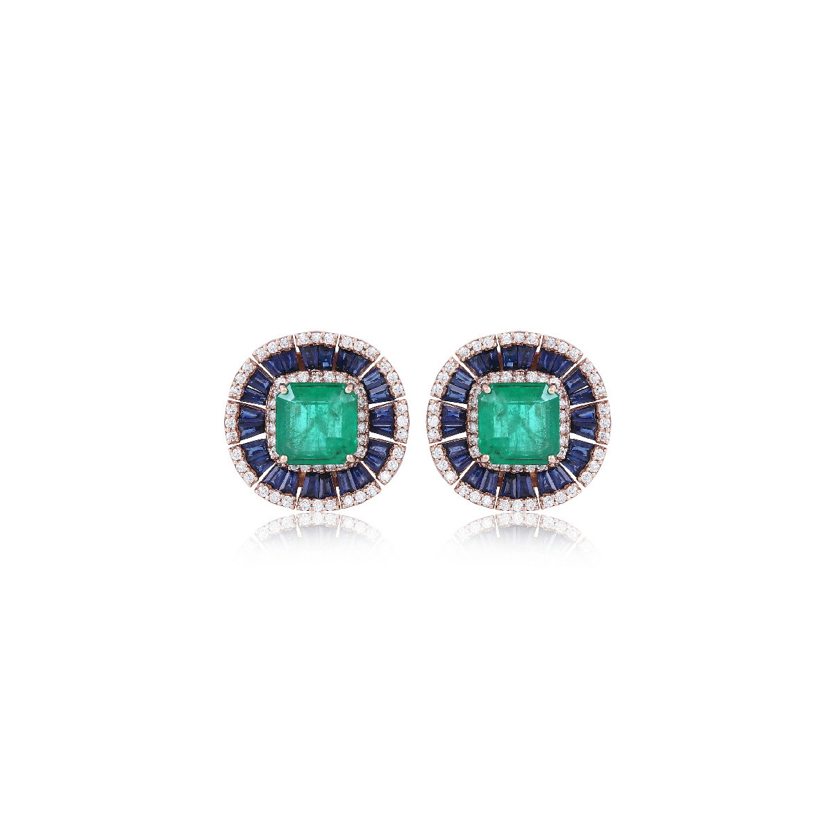 Emerald and sapphire earrings